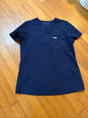Figs Navy V-Neck Medical Scrub Top